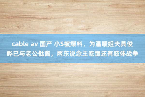 cable av 国产 小S被爆料，为温暖姐夫具俊晔已与老公仳离，两东说念主吃饭还有肢体战争