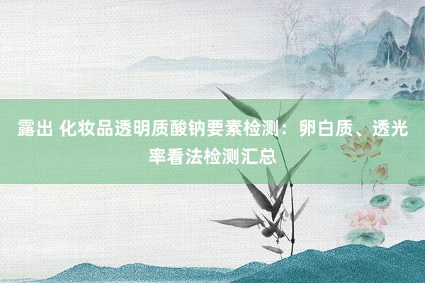 露出 化妆品透明质酸钠要素检测：卵白质、透光率看法检测汇总