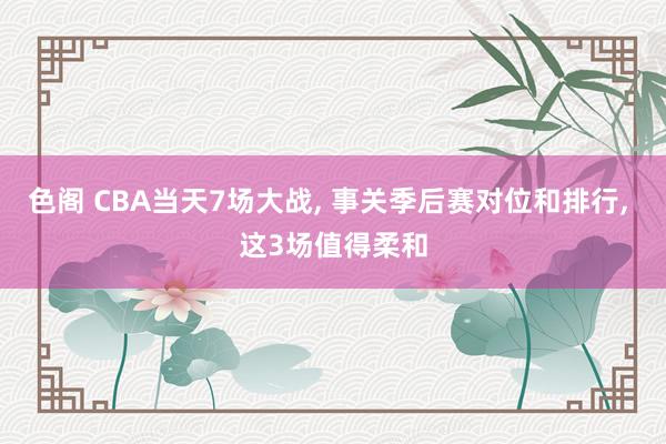 色阁 CBA当天7场大战, 事关季后赛对位和排行, 这3场值得柔和