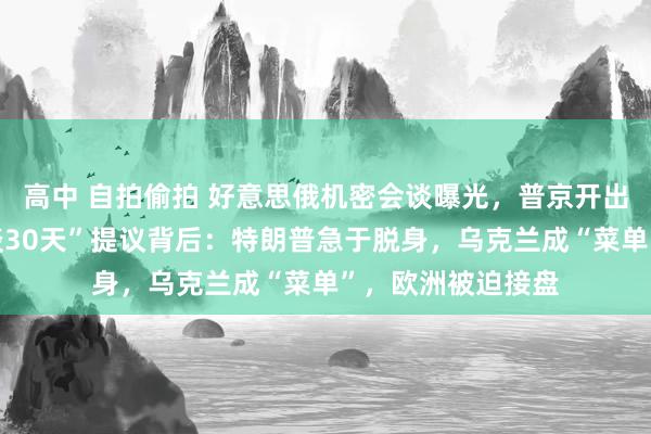 高中 自拍偷拍 好意思俄机密会谈曝光，普京开出九大条款！“和谈30天”提议背后：特朗普急于脱身，乌克兰成“菜单”，欧洲被迫接盘