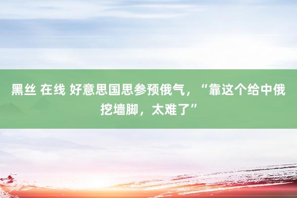 黑丝 在线 好意思国思参预俄气，“靠这个给中俄挖墙脚，太难了”