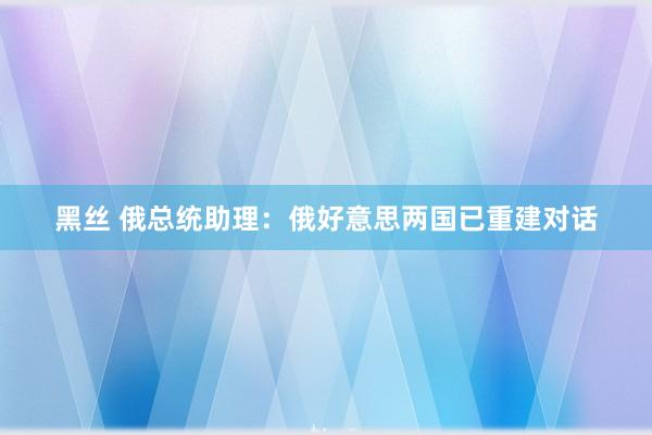 黑丝 俄总统助理：俄好意思两国已重建对话