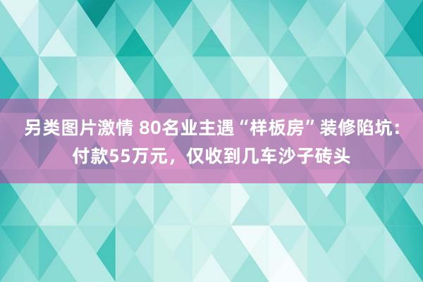 另类图片激情 80名业主遇“样板房”装修陷坑：付款55万元，仅收到几车沙子砖头